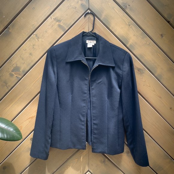 Talbots Size 6 Women's Navy Zippered Blazer - Picture 3 of 3